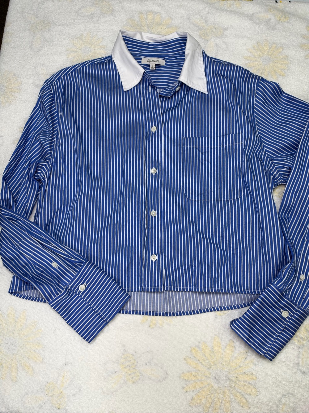 Madewell Blue and White Striped Button-Down Shirt